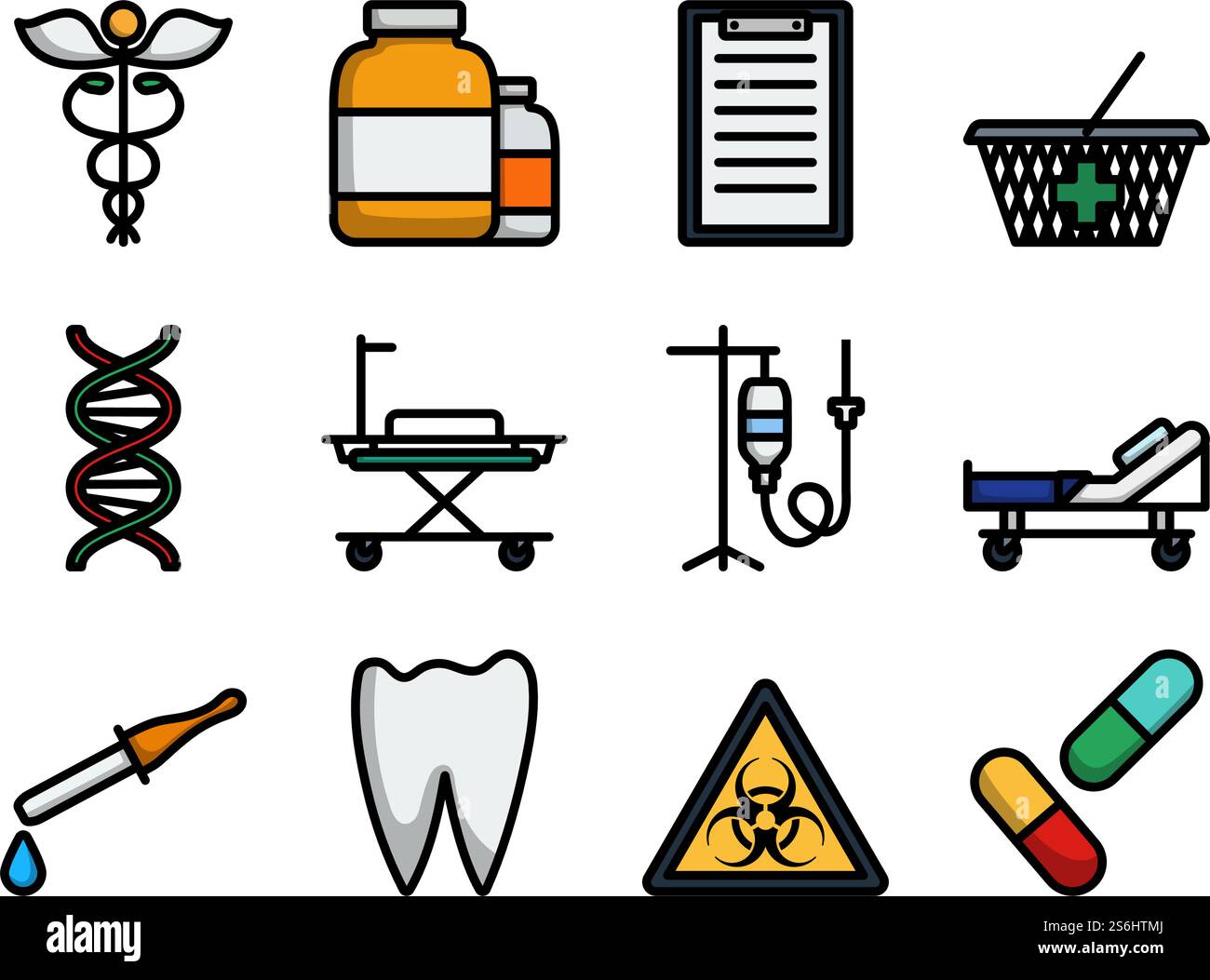 Medical Icon Set. Editable Bold Outline With Color Fill Design. Vector ...