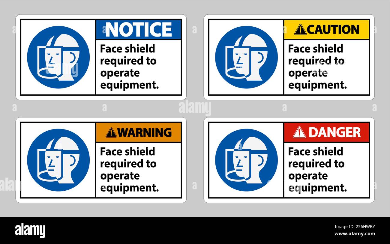 Face Shield Required to Operate Equipment Stock Vector