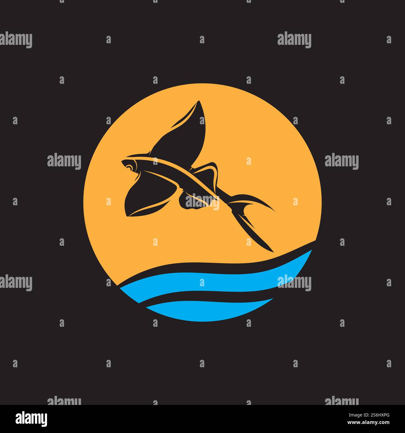 gold flying fish logo vector icon design template Stock Vector