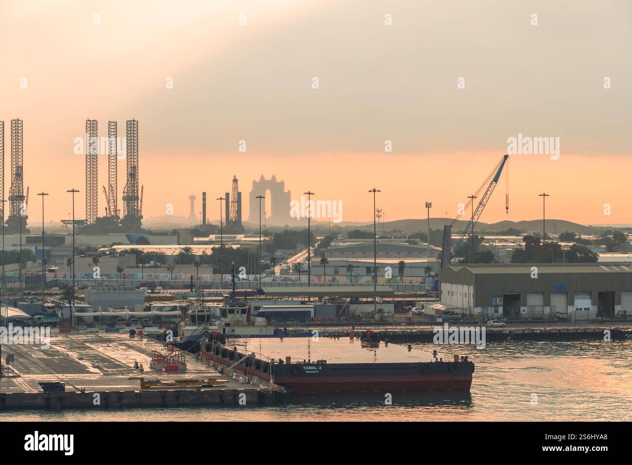 Abu Dhabi, UAE - January 3, 2025: A peaceful sunset over Abu Dhabi's ...