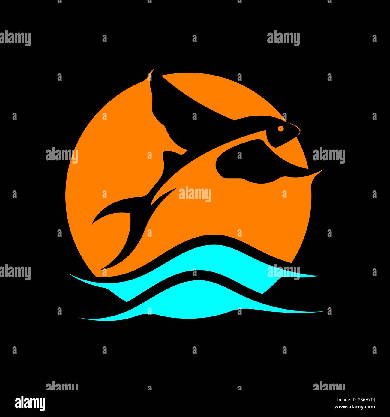 gold flying fish logo vector icon design template Stock Vector