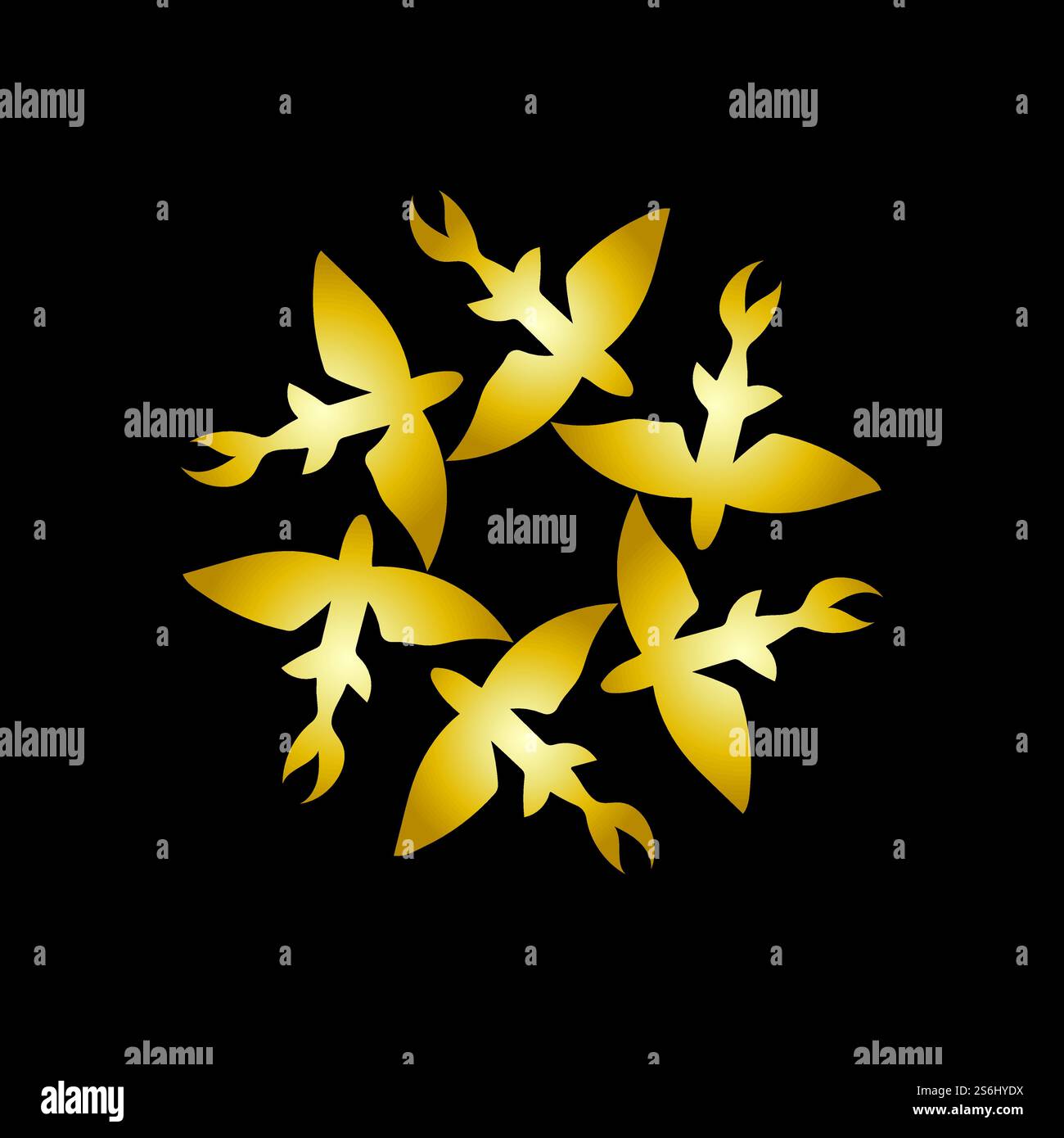 gold flying fish logo vector icon design template Stock Vector