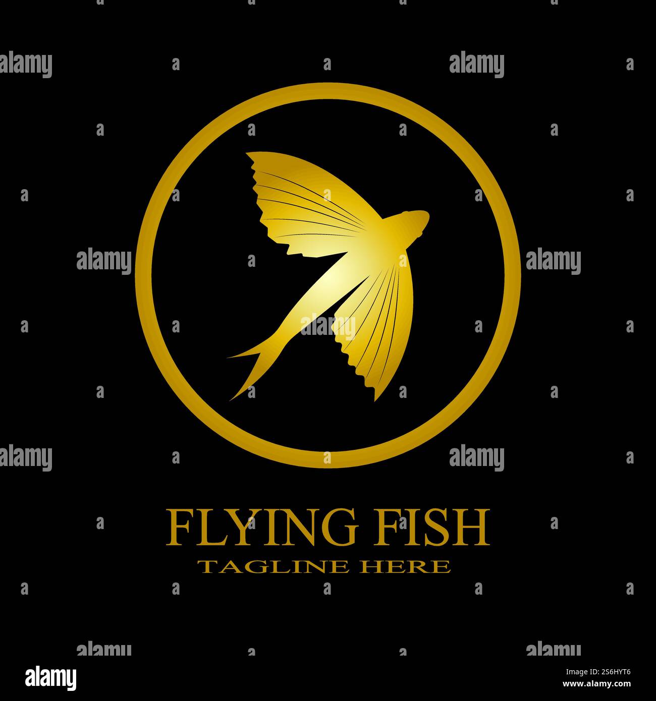 gold flying fish logo vector icon design template Stock Vector