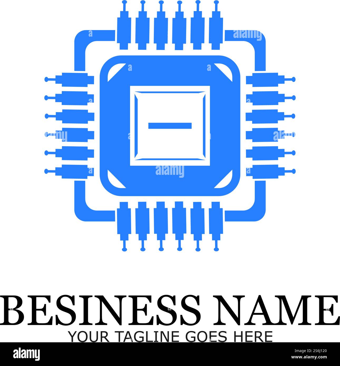CPU processor line vector icon for websites and mobile flat design ...
