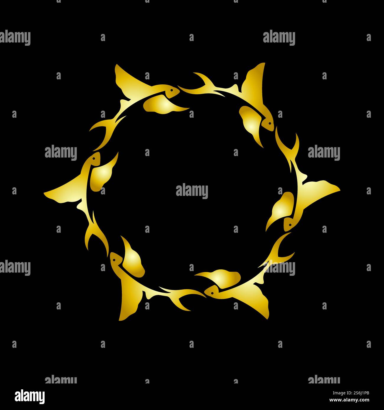 gold flying fish logo vector icon design template Stock Vector