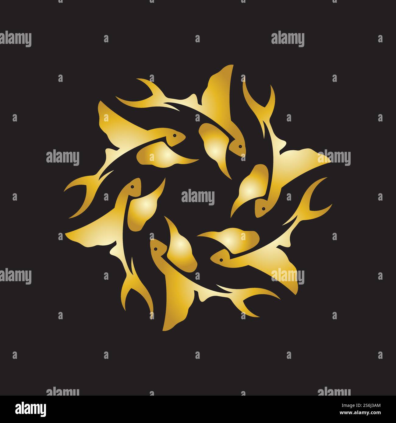 gold flying fish logo vector icon design template Stock Vector