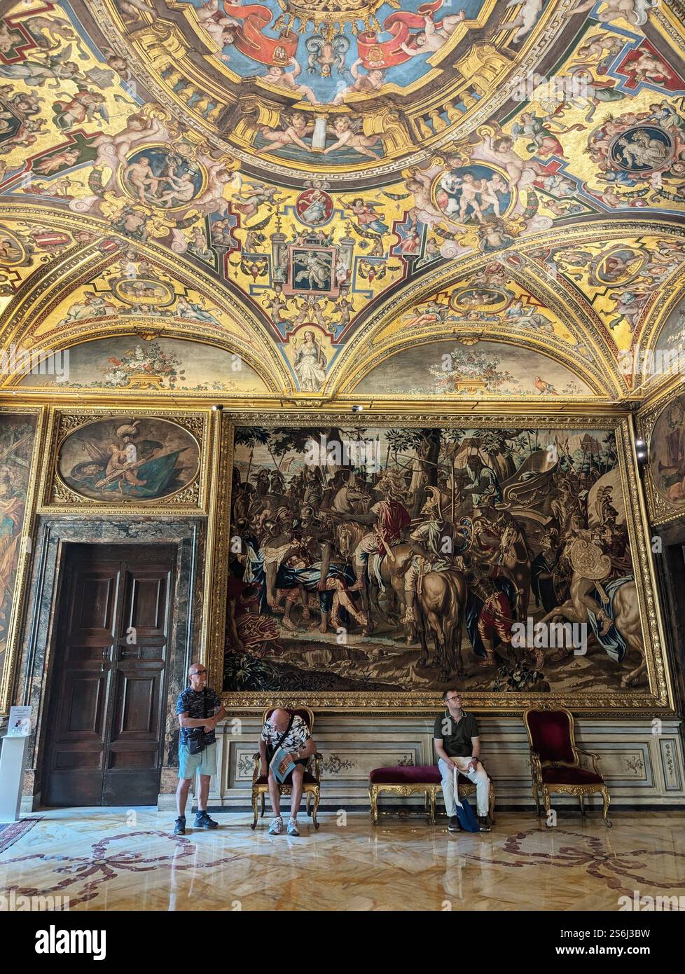 Admiring history at Colonna Palace - where stunning frescoes and grand tapestries transport visitors to a bygone era of opulence and artistry. - Smartphone Captured Stock Image