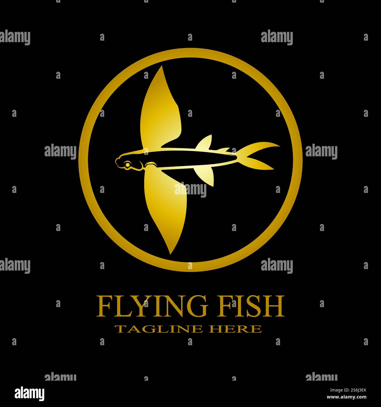 gold flying fish logo vector icon design template Stock Vector