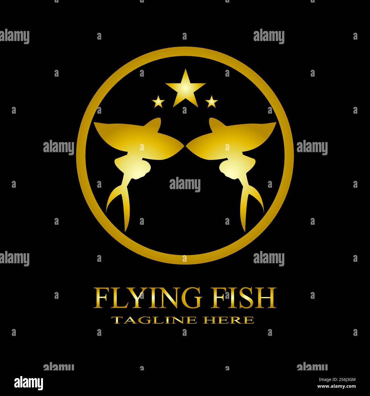 gold flying fish logo vector icon design template Stock Vector