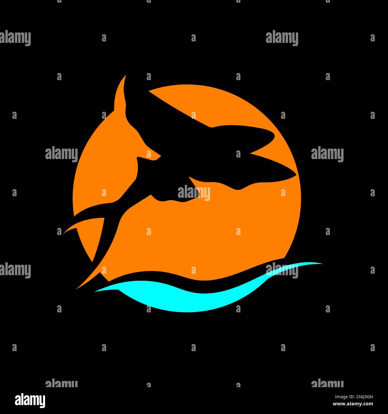 gold flying fish logo vector icon design template Stock Vector