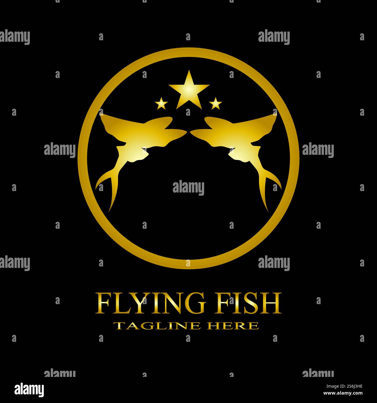 gold flying fish logo vector icon design template Stock Vector