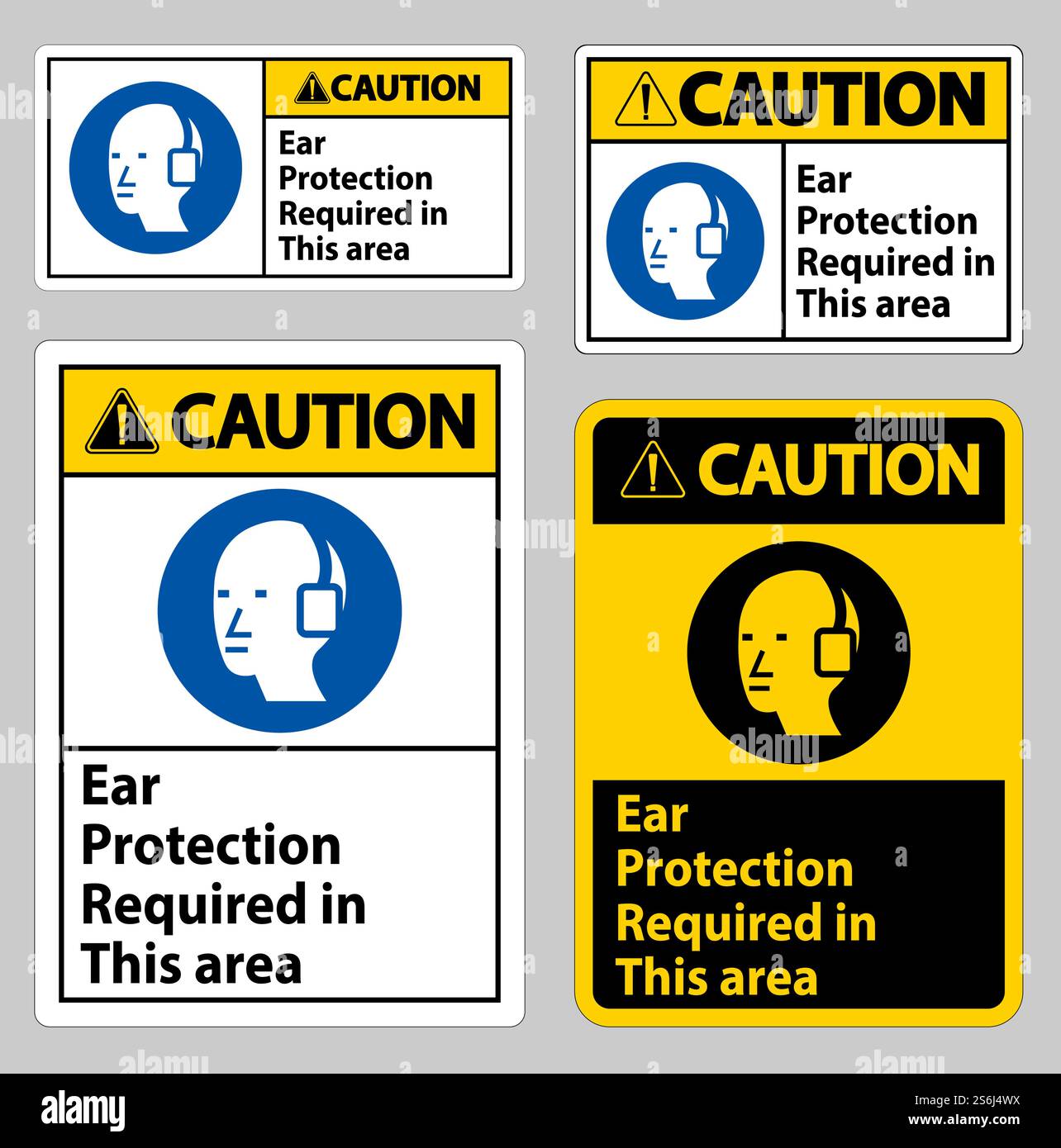 Caution Sign Ear Protection Required In This Area Symbol Stock Vector ...