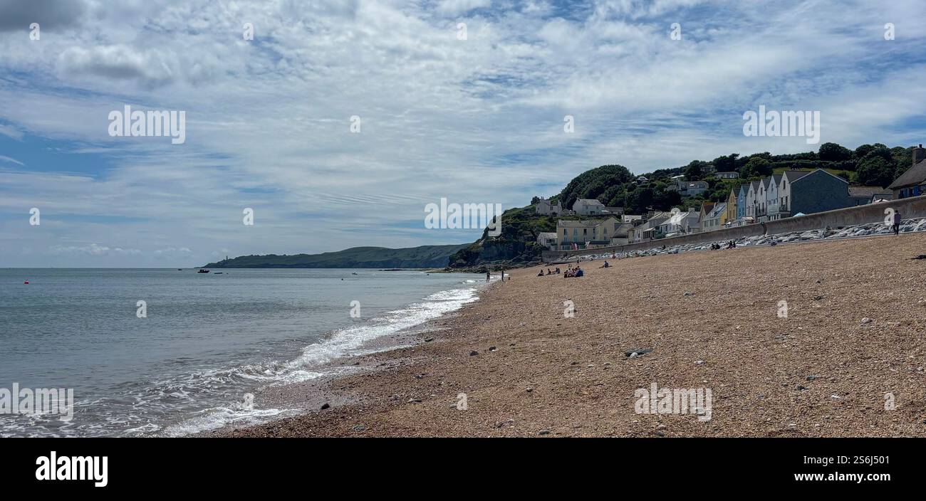 The beautiful shingle beach at Torcross on a sunny summers day, - Smartphone Captured Stock Image