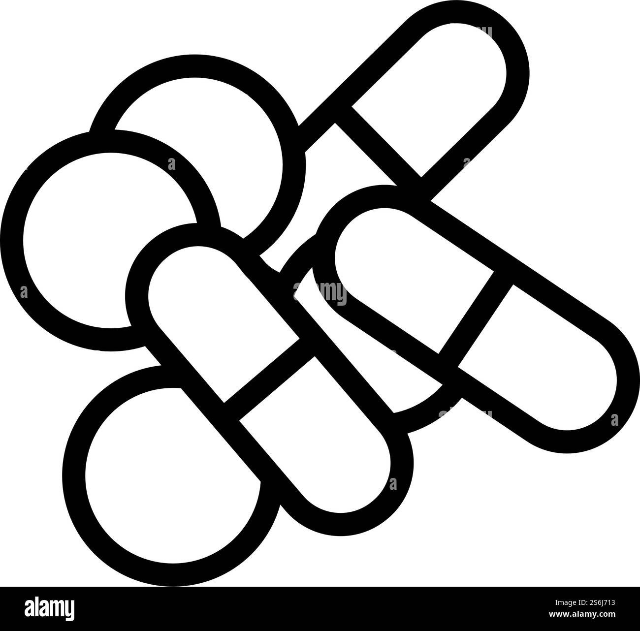 Pill And Tabs Icon. Editable Bold Outline Design. Vector Illustration. Stock Vector