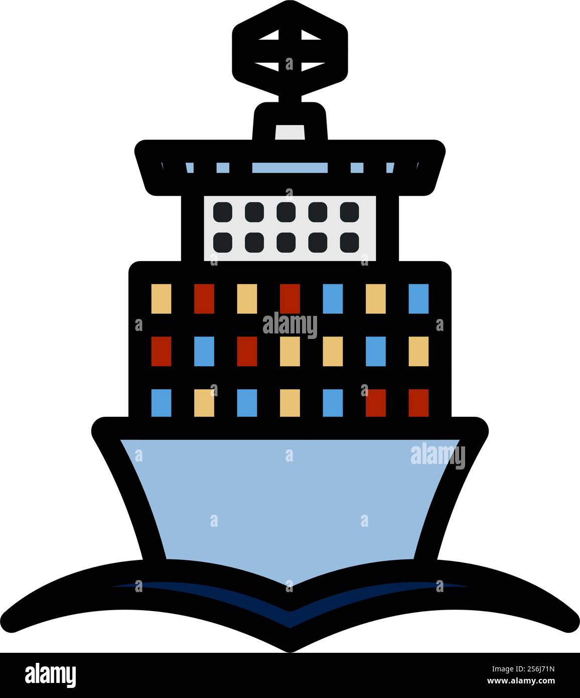 Container Ship Icon. Editable Bold Outline With Color Fill Design ...