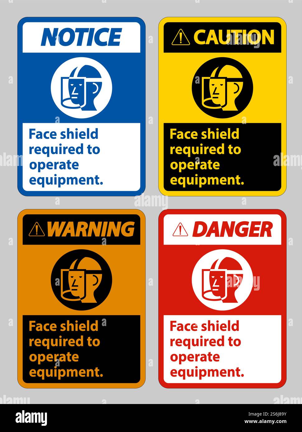Face Shield Required to Operate Equipment Stock Vector