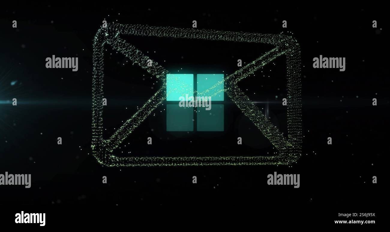 Image of email icon over squares and data loading Stock Photo