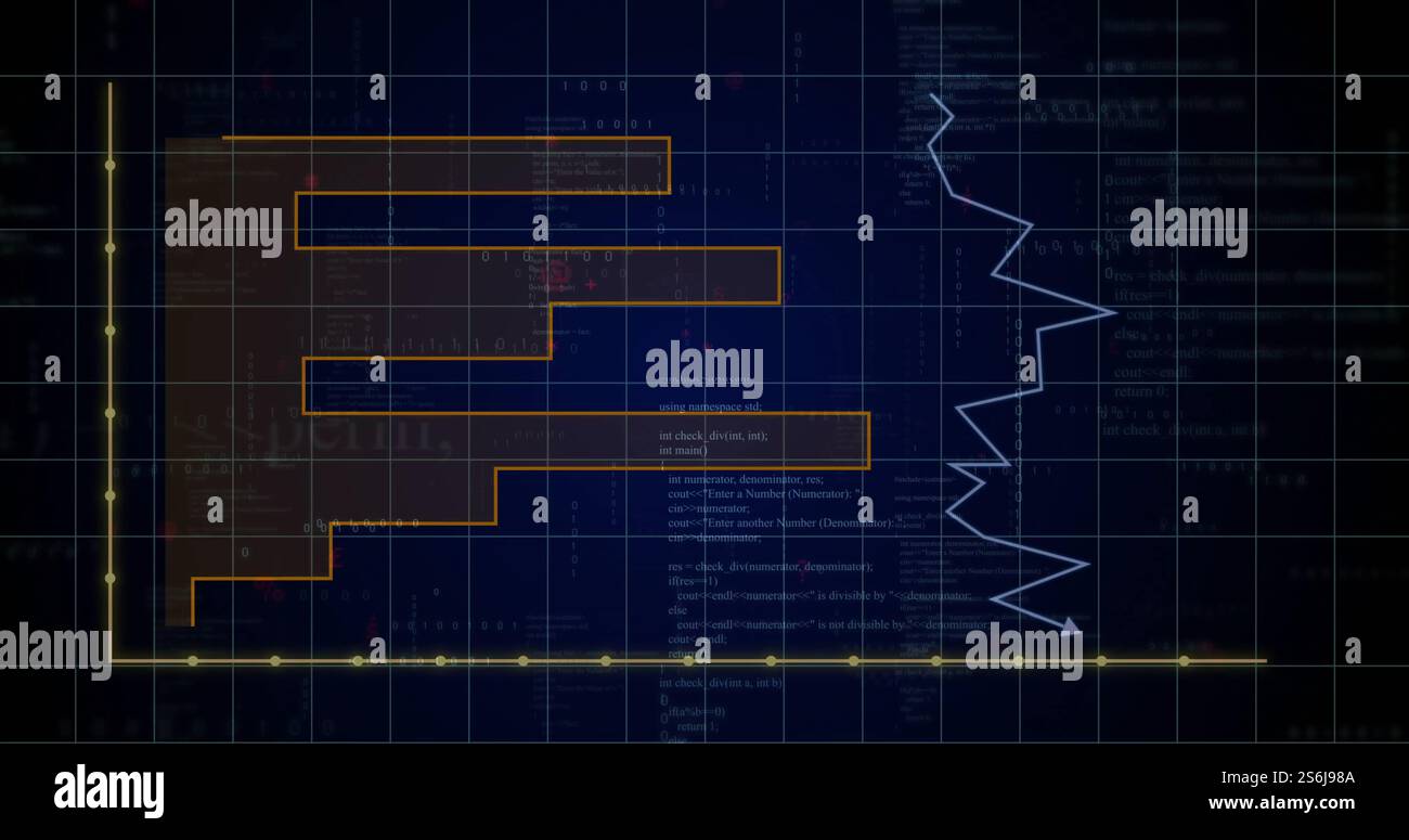 Image of data processing over diagram Stock Photo