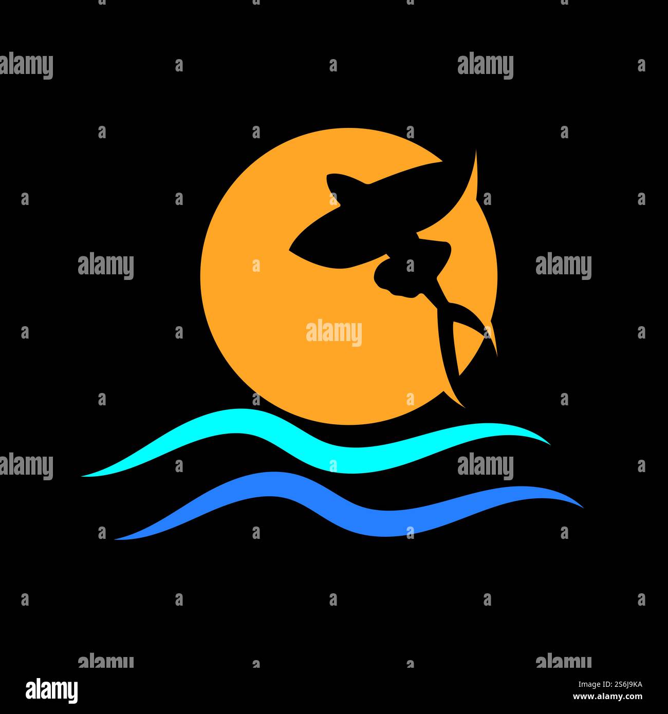 gold flying fish logo vector icon design template Stock Vector