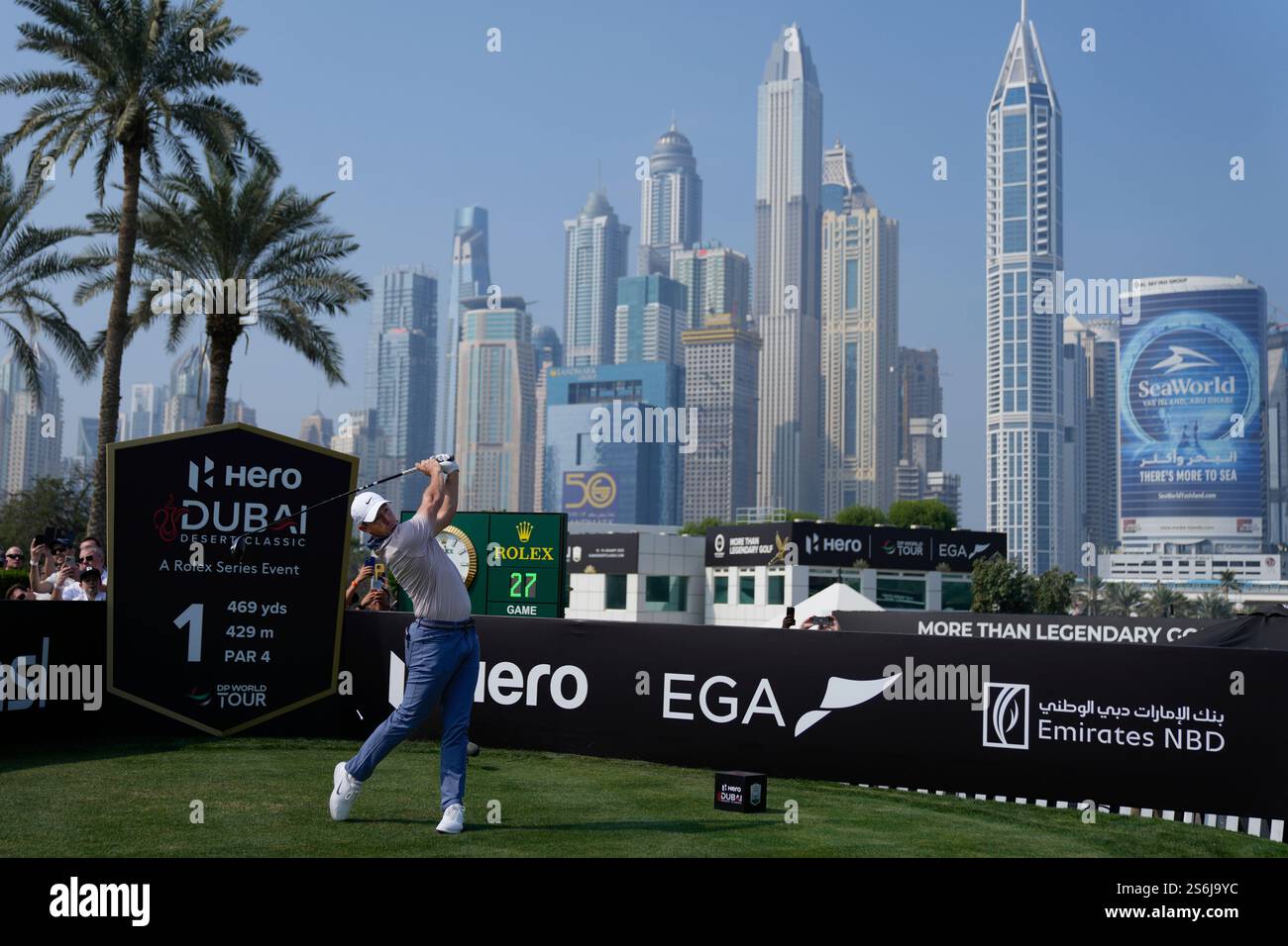 Rory McIlroy of Northern Ireland hits off the first tee during the