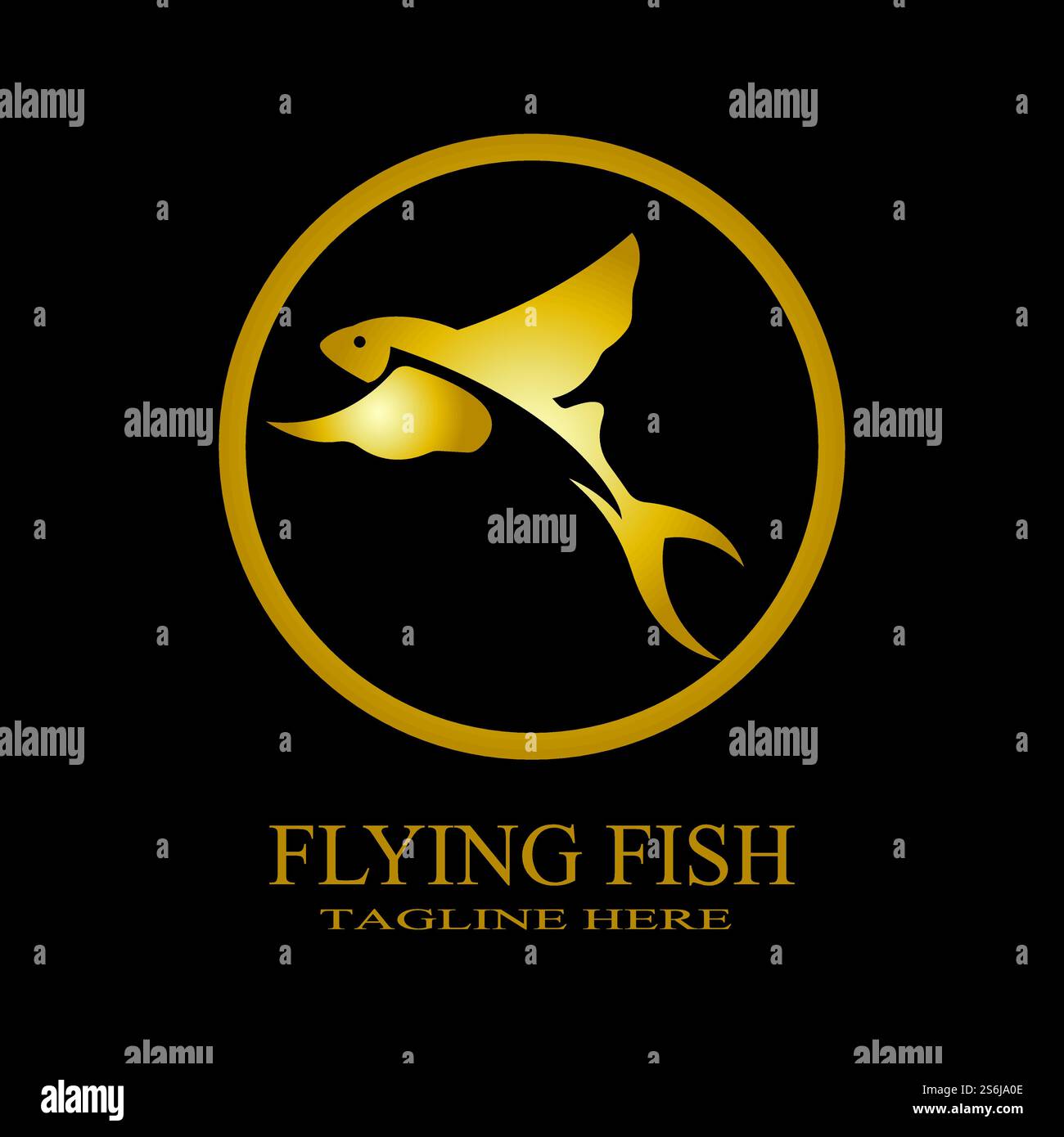 gold flying fish logo vector icon design template Stock Vector