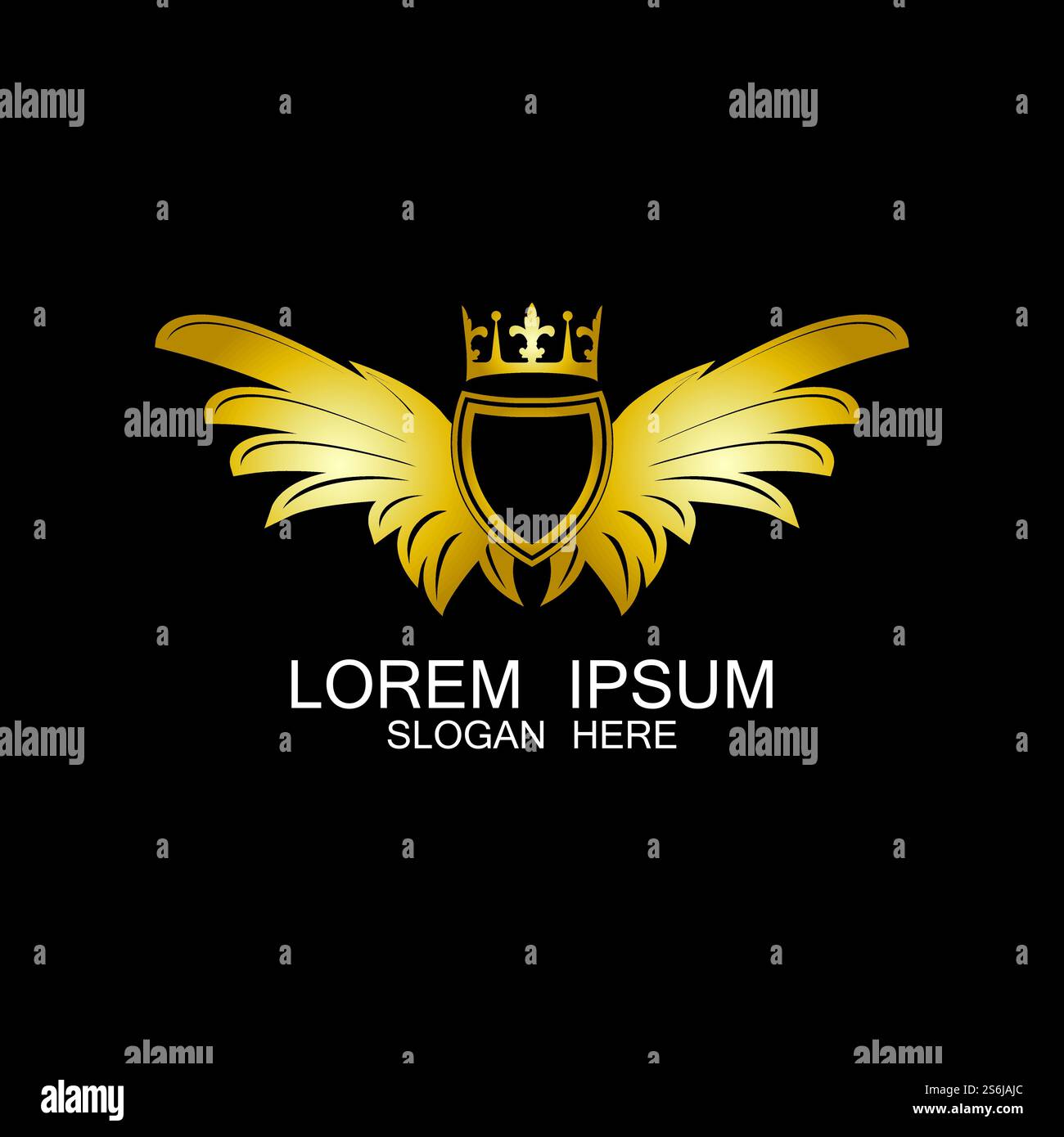 golden winged shield with crown logo / heraldry symbol Stock Vector ...
