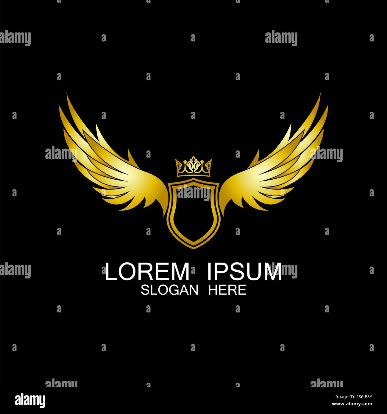 golden winged shield with crown logo / heraldry symbol Stock Vector ...
