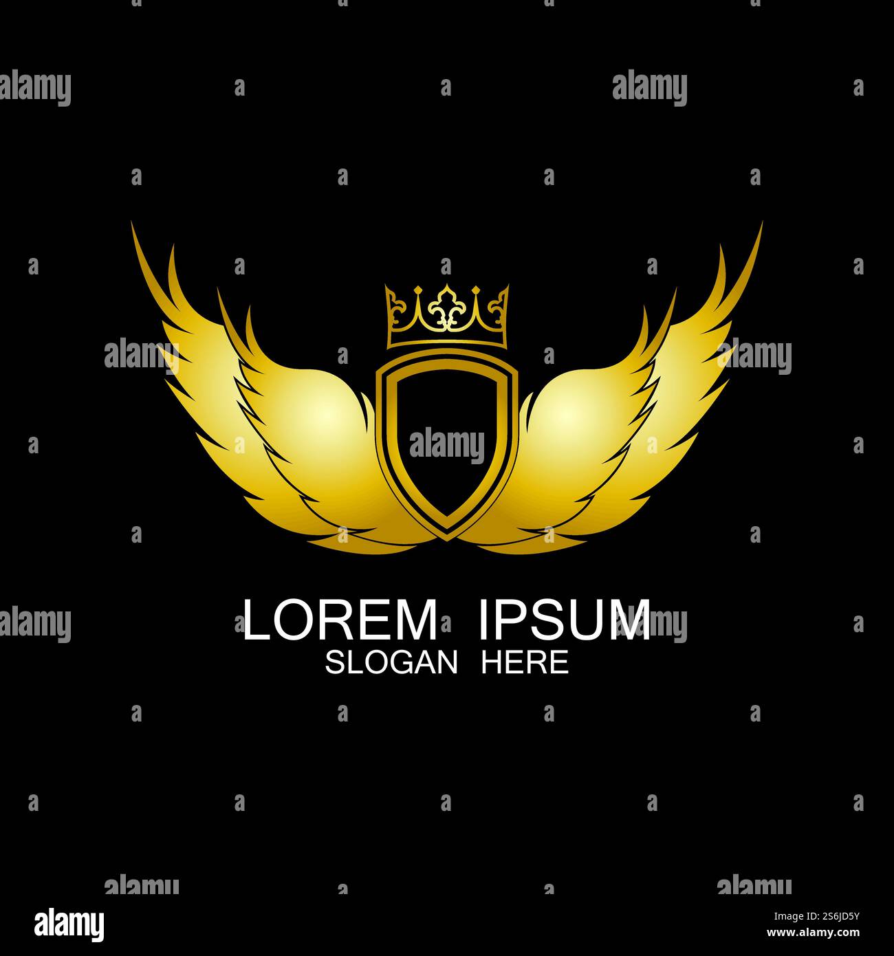 golden winged shield with crown logo / heraldry symbol Stock Vector ...