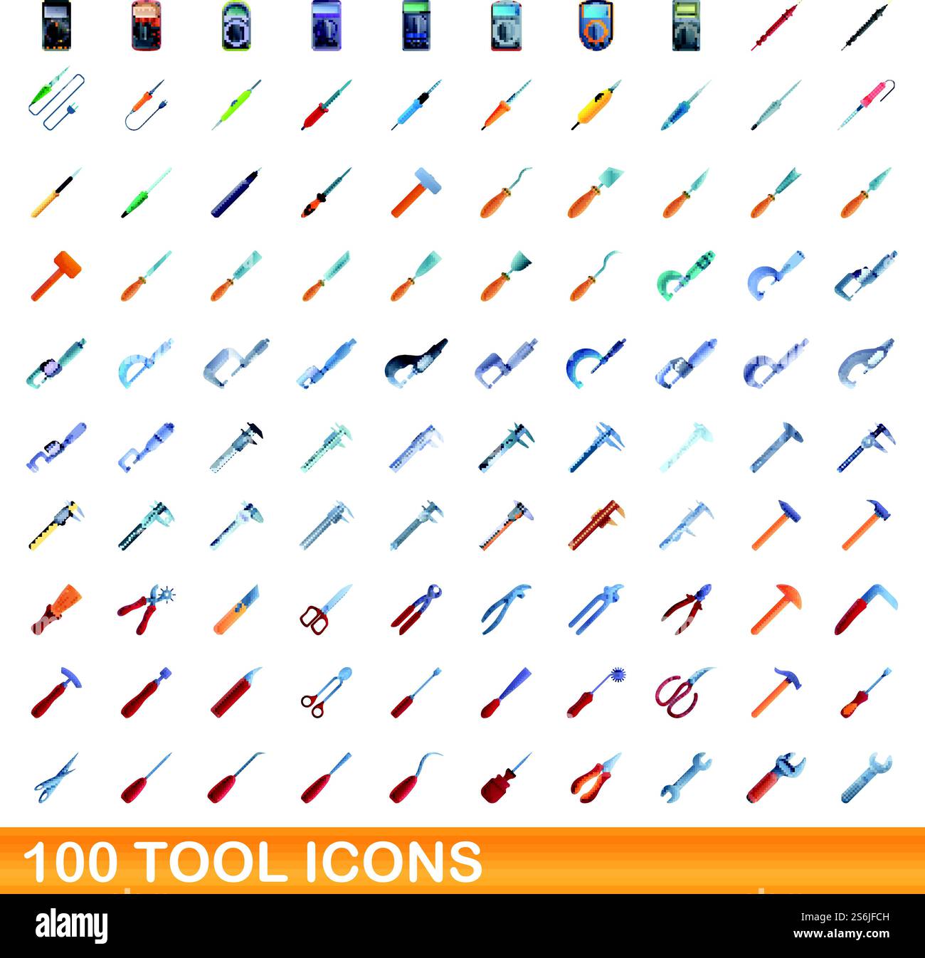 100 tool icons set. Cartoon illustration of 100 tool icons vector set ...