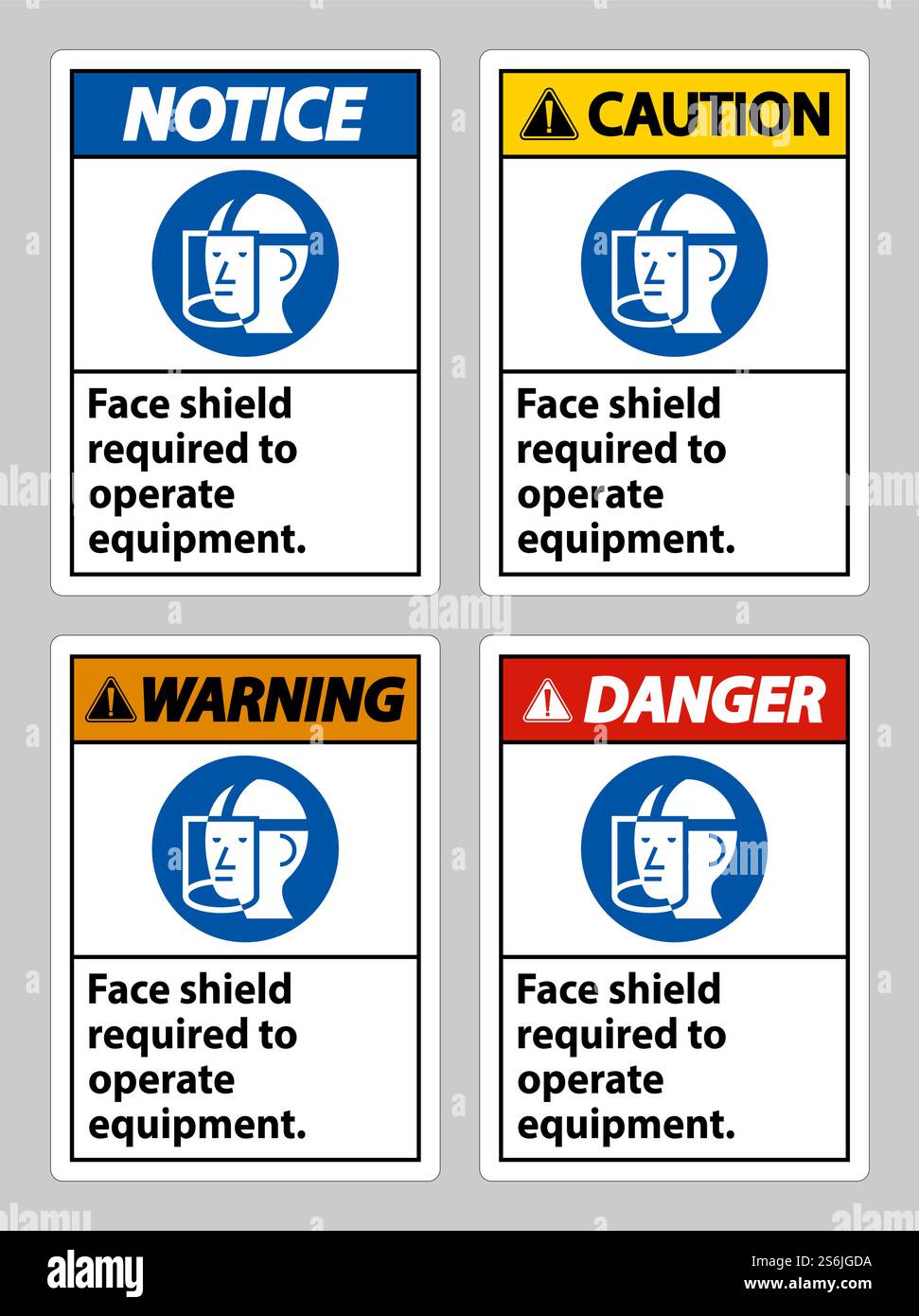 Face Shield Required to Operate Equipment Stock Vector