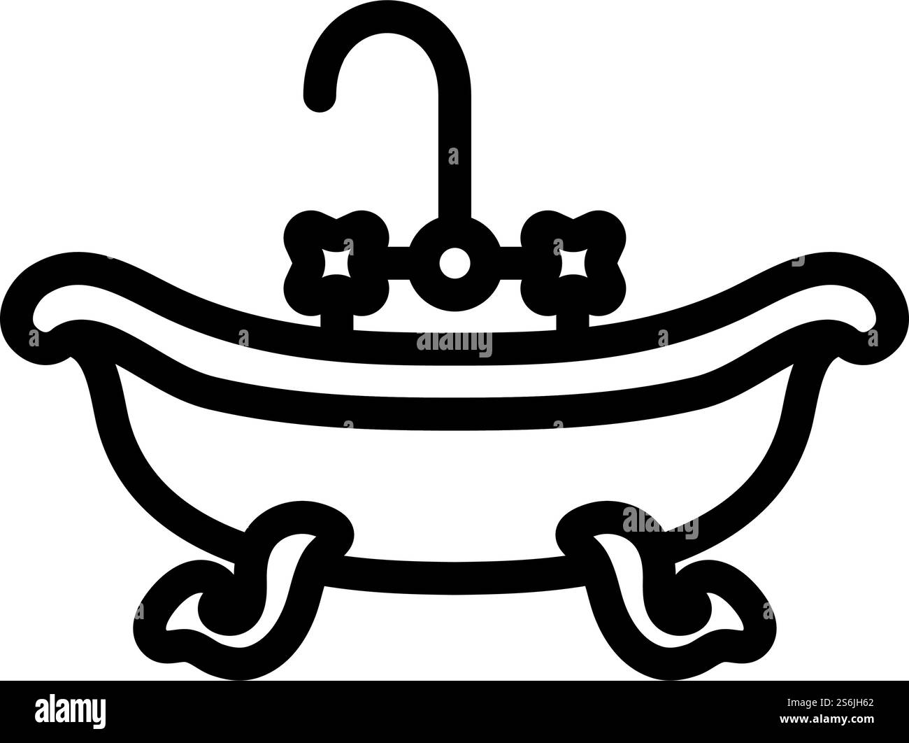 Bathtub Icon. Editable Bold Outline Design. Vector Illustration Stock ...