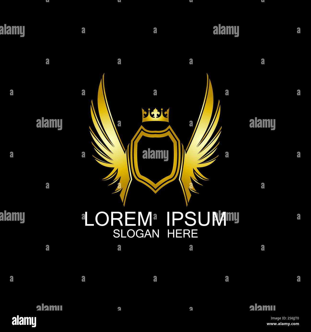 golden winged shield with crown logo / heraldry symbol Stock Vector ...