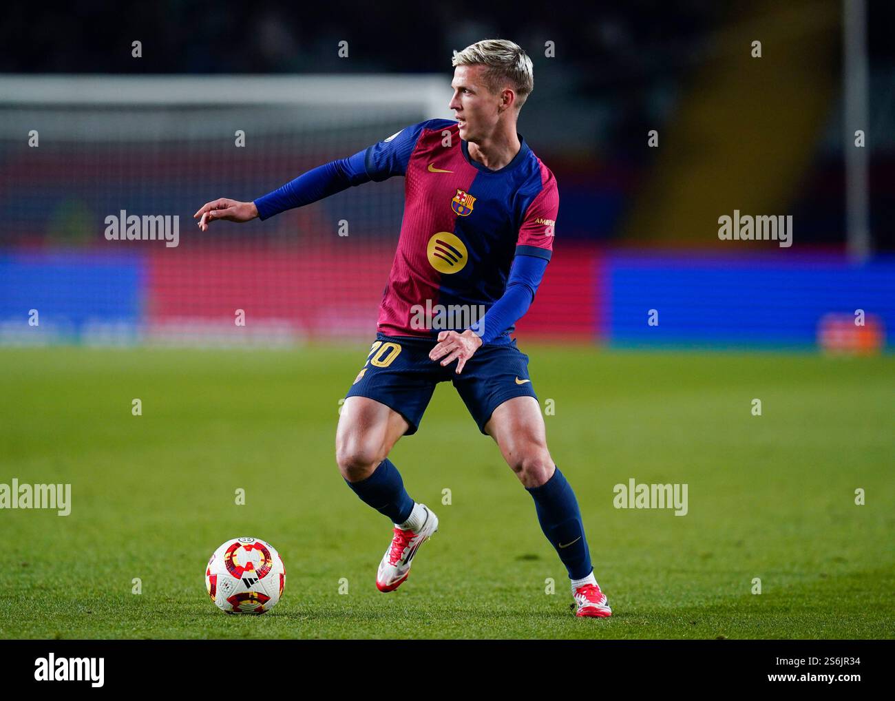 Barcelona, Spain. 15th Jan, 2025. Dani Olmo of FC Barcelona during Copa del Rey match, Round of 16, between FC Barcelona and Real Betis played at Lluis Companys Stadium on January 15, 2025 in Barcelona, Spain. (Photo by Sergio Ruiz/Imago) Credit: PRESSINPHOTO SPORTS AGENCY/Alamy Live News Stock Photo