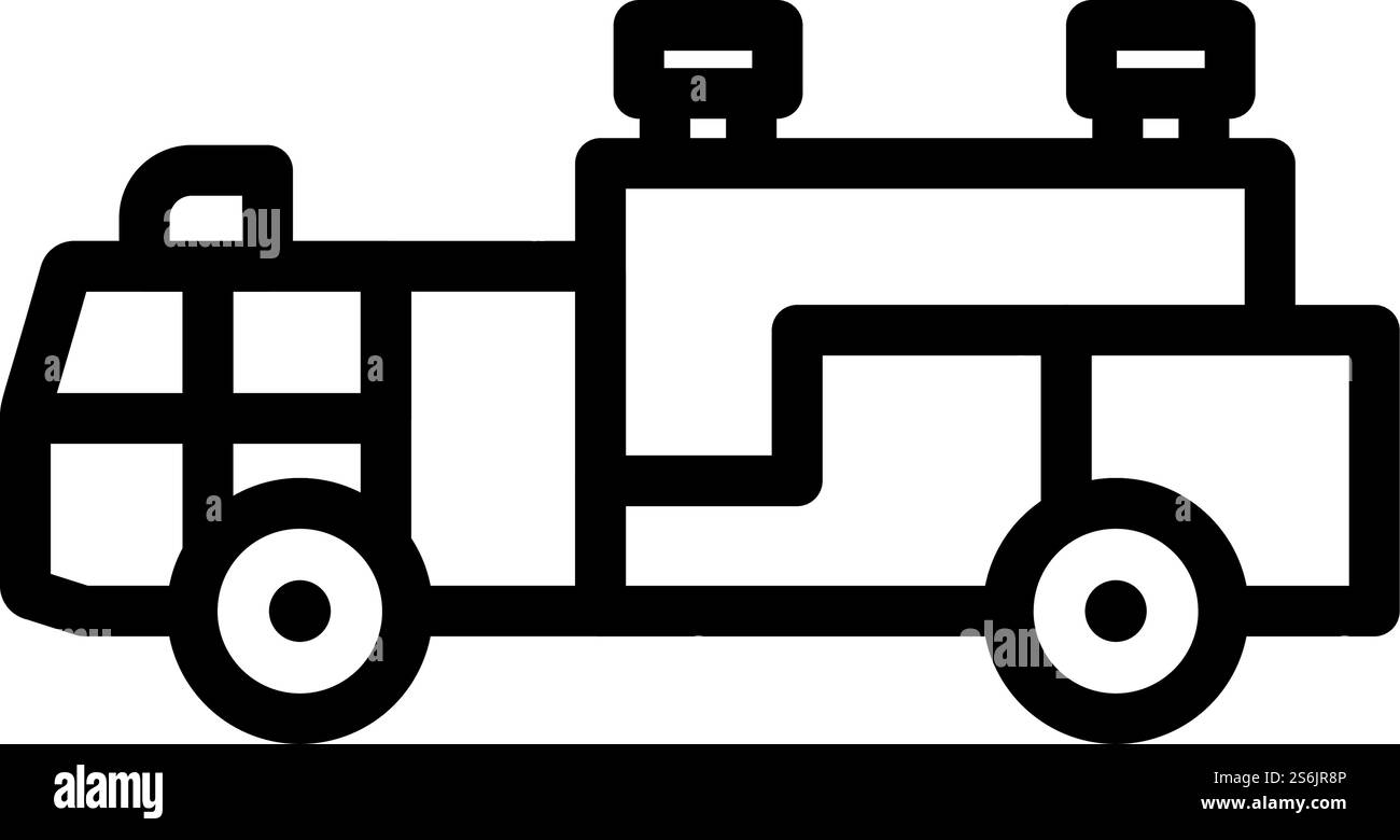Fire Service Truck Icon. Bold outline design with editable stroke width ...