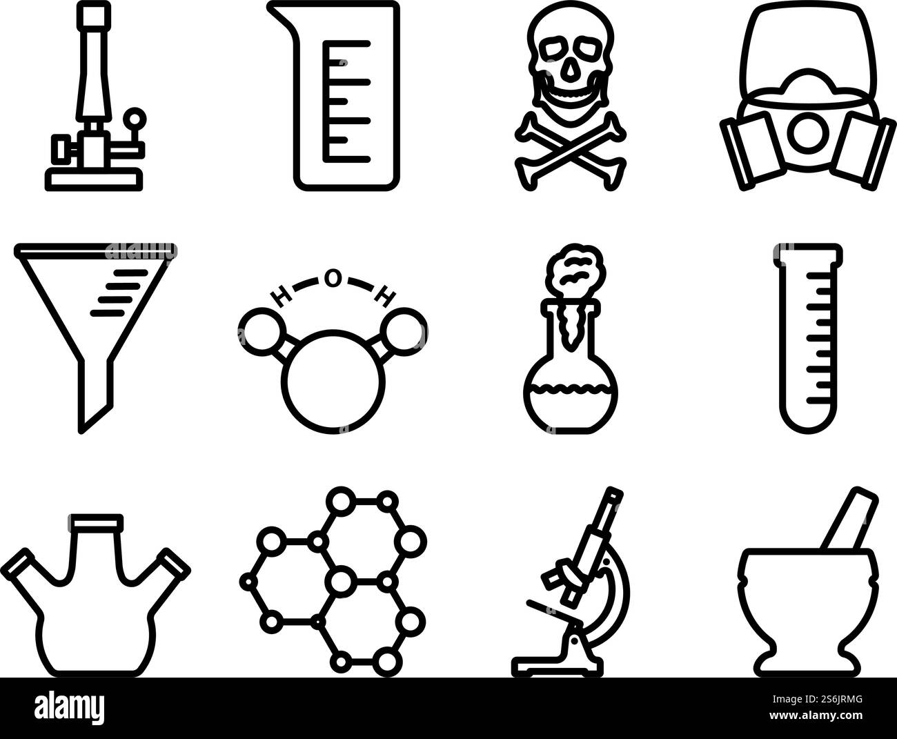 Chemistry Icon Set. Editable Bold Outline Design. Vector Illustration ...