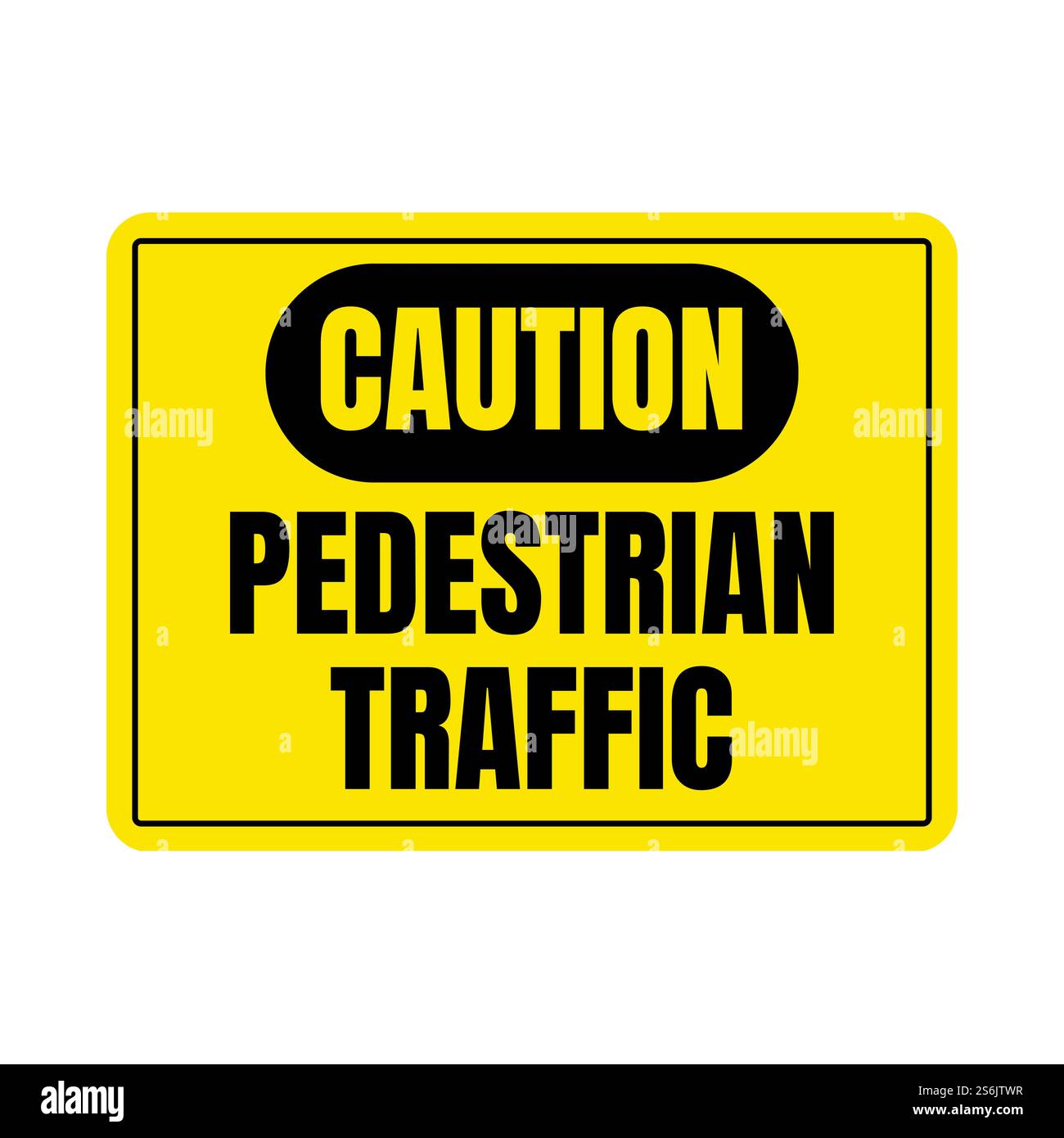 Caution pedestrian traffic sign Stock Photo