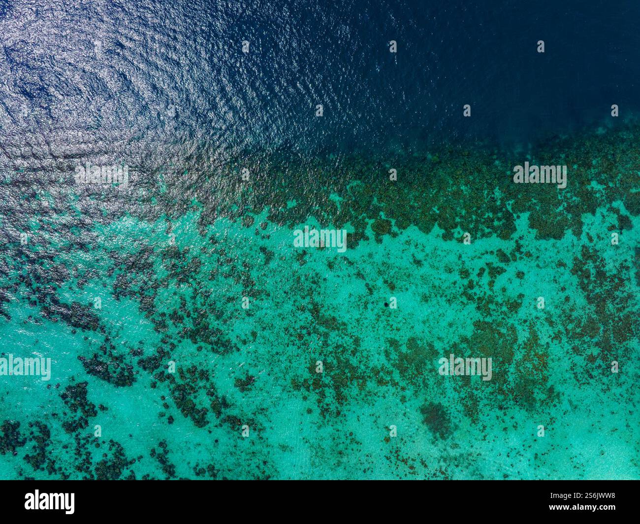 Aerial View of Turquoise Coral Reef and Deep Blue Ocean in Thailand ...