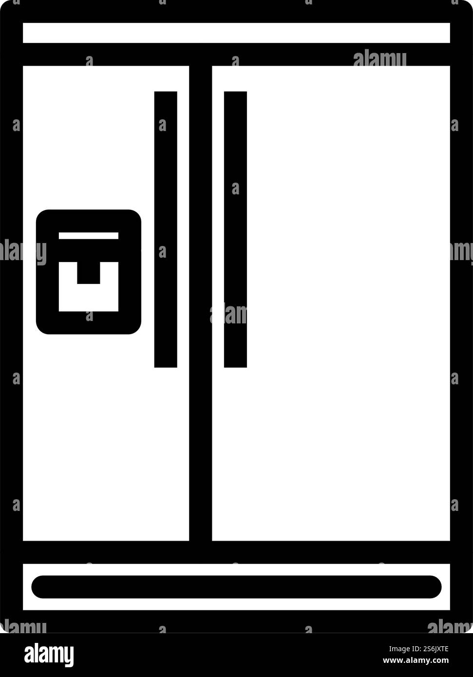 Wide Refrigerator Icon. Bold outline design with editable stroke width ...
