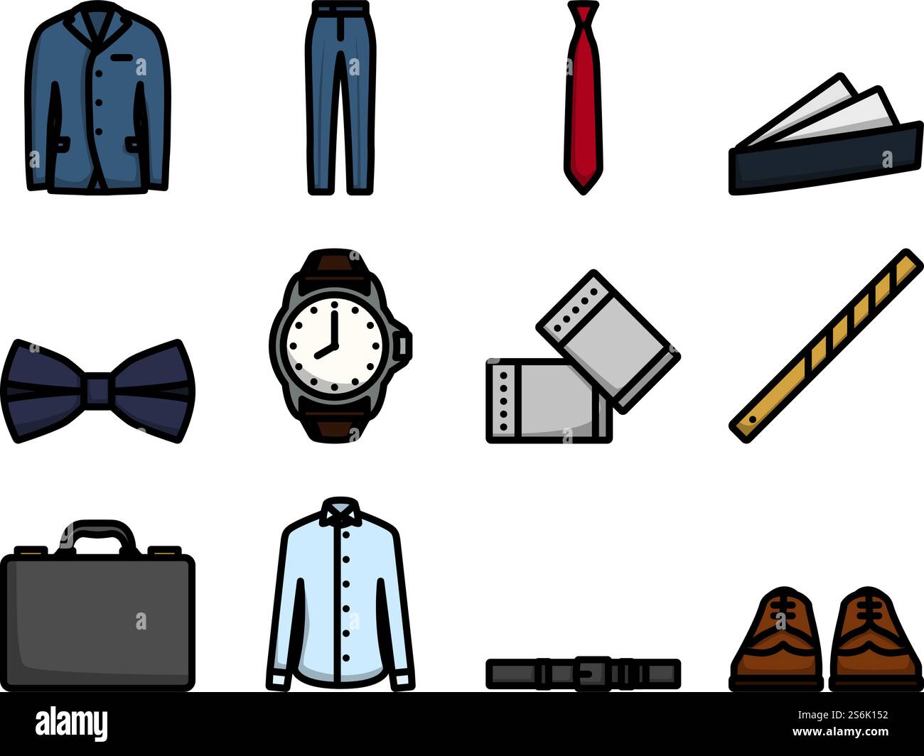 Clothes Icon Set. Editable Bold Outline With Color Fill Design. Vector ...