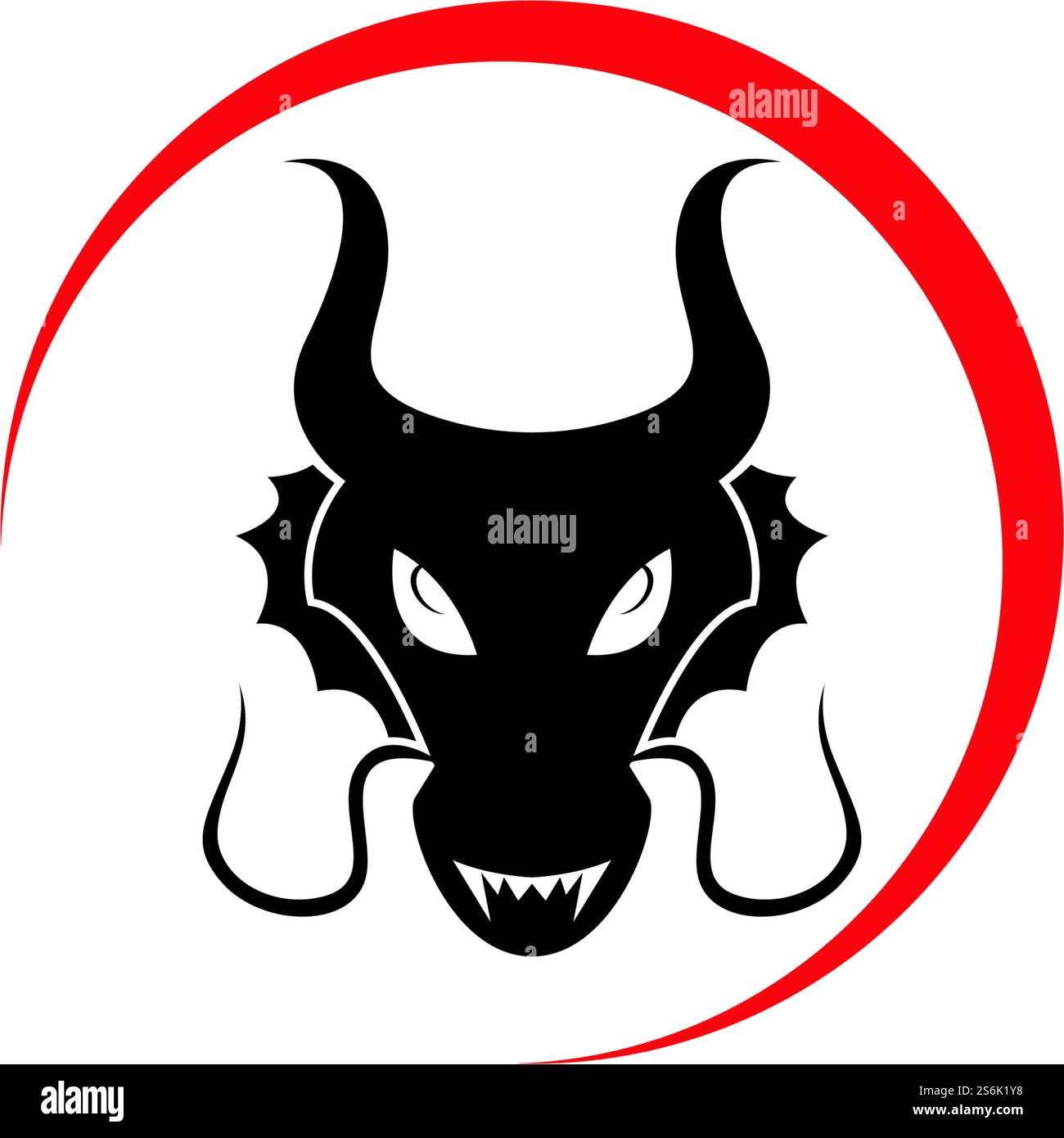 Head dragon flat color logo template vector illustration Stock Vector