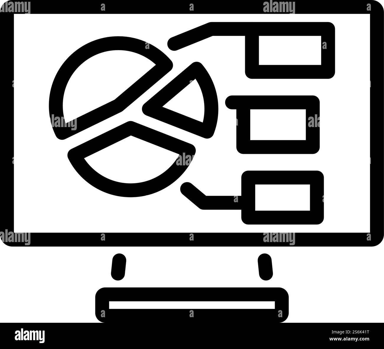 Monitor With Analytics Diagram Icon. Bold outline design with editable ...