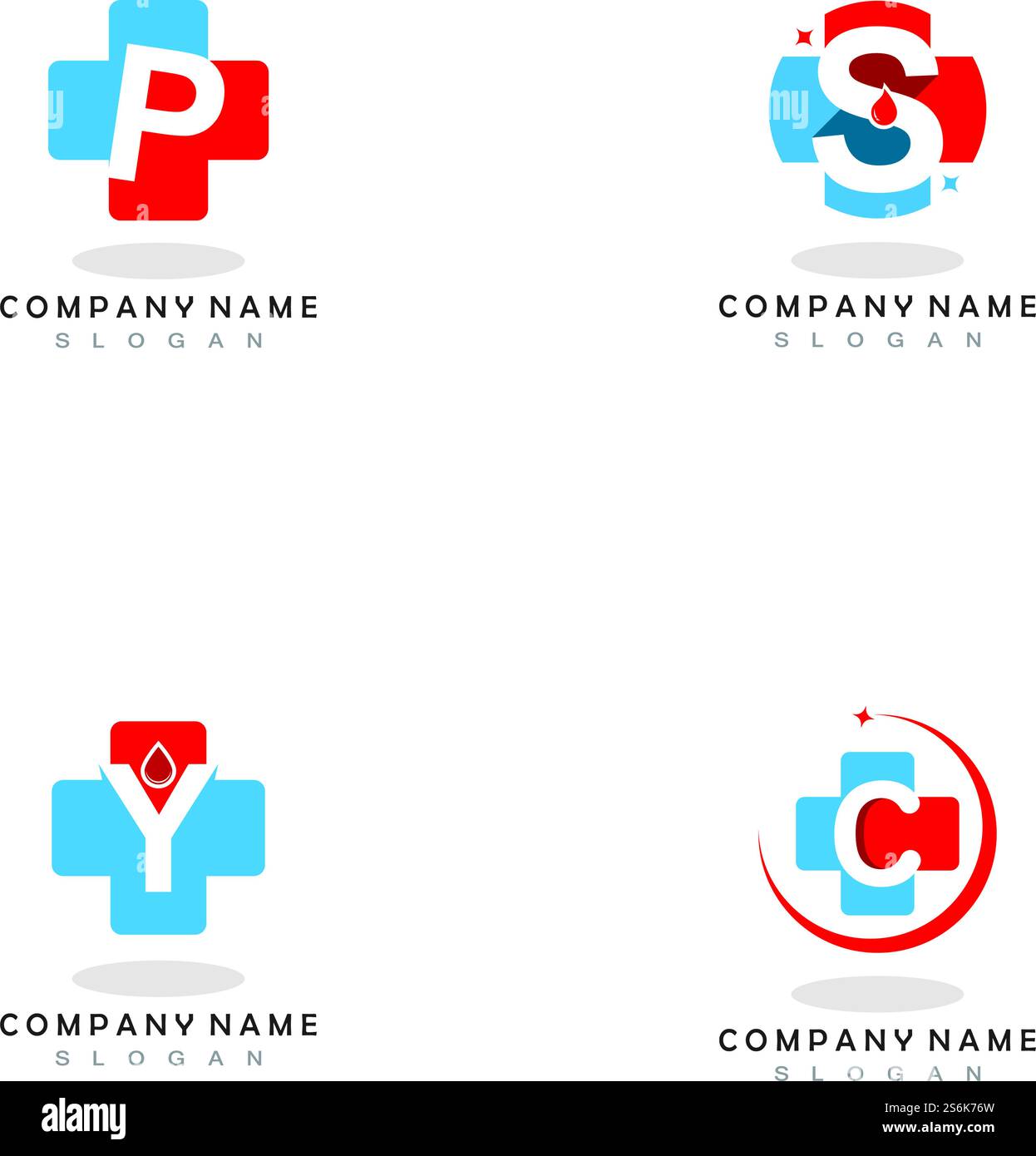 Set of Letter cross medical logo vector template Stock Vector Image ...