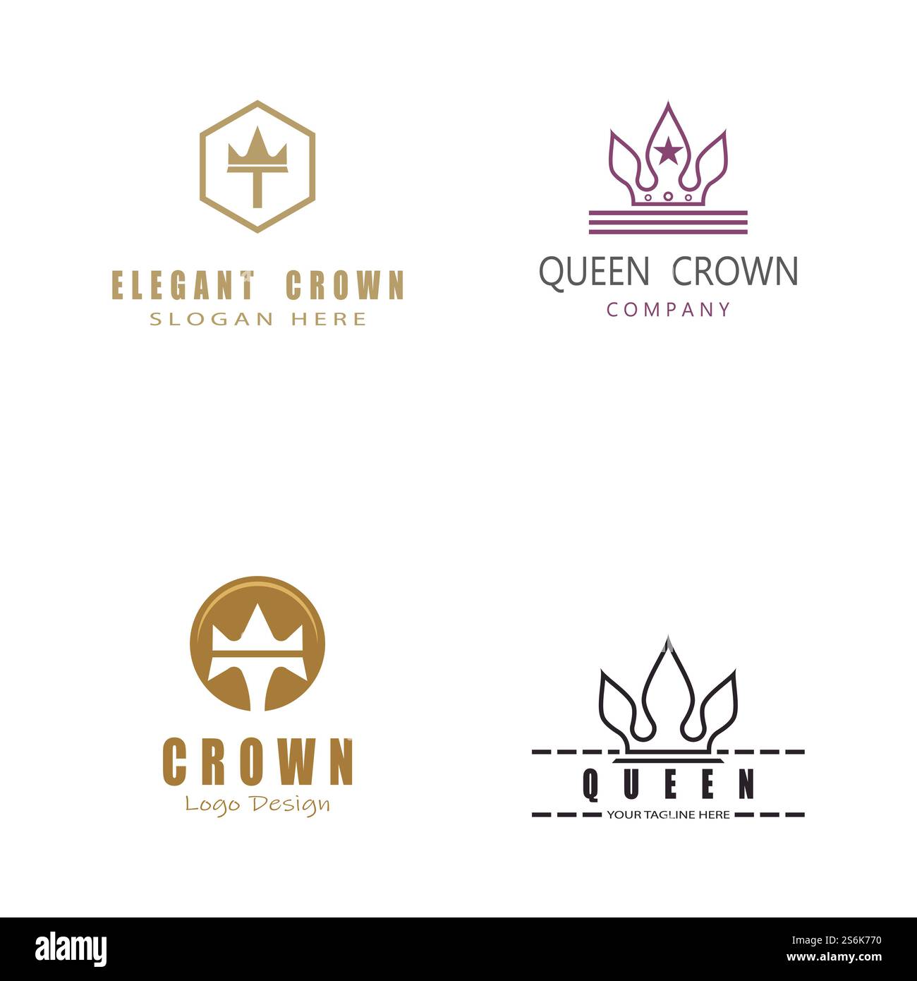 Royal King Queen Crown Elegant Luxury logo design Stock Vector Image ...