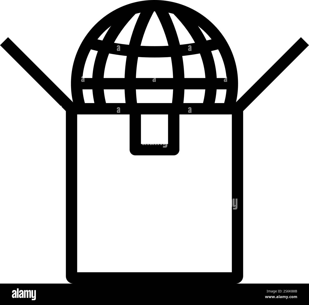 Planet In Box. Bold outline design with editable stroke width. Vector Illustration. Stock Vector