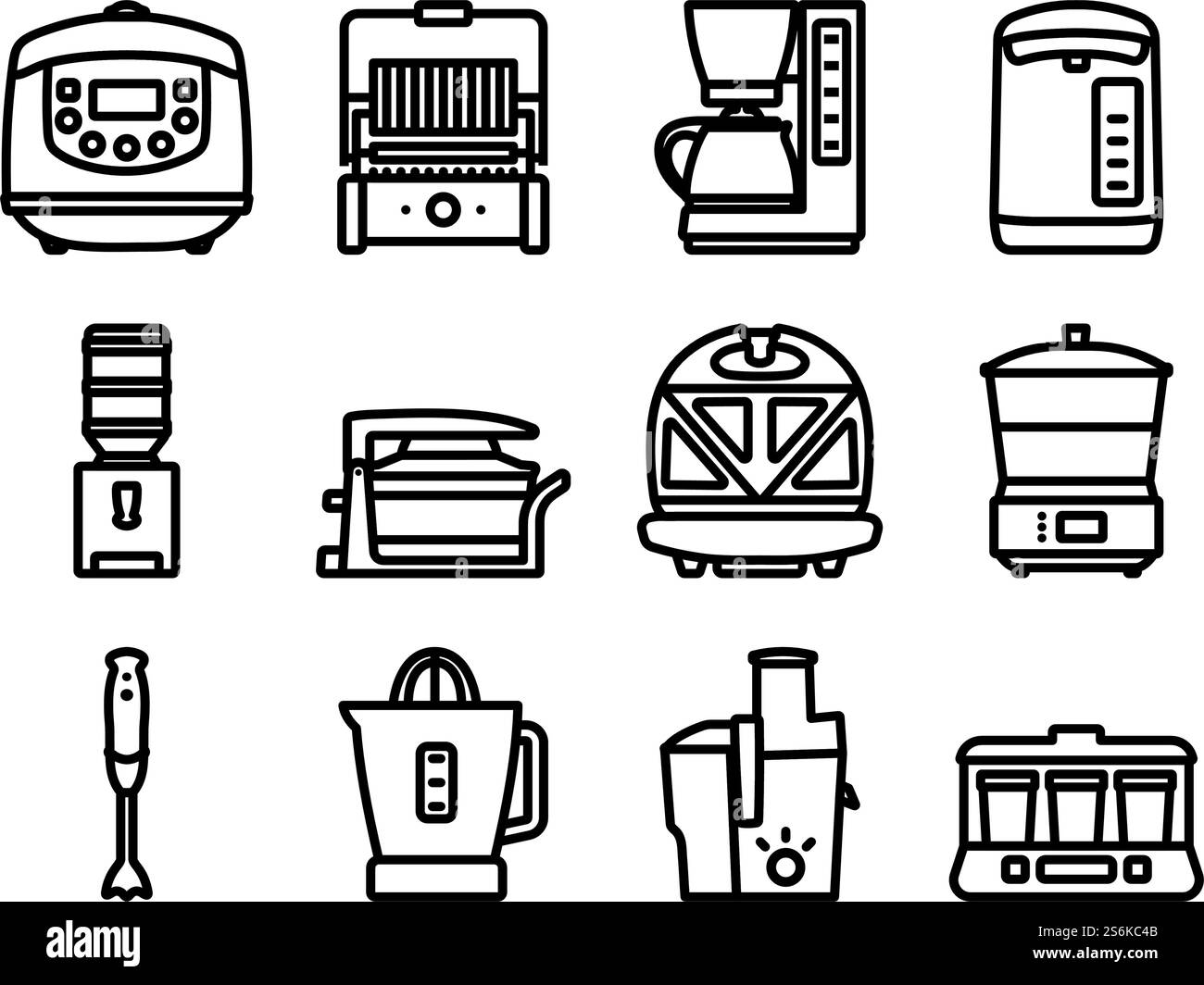Kitchen Icon Set. Bold outline design with editable stroke width ...