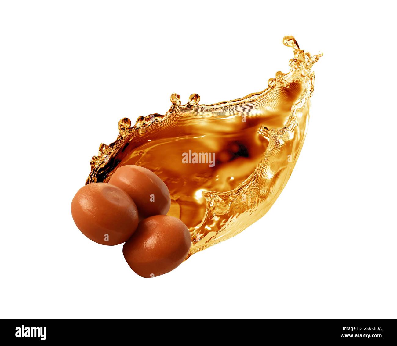 Caramel candy with nice splash isolated on white background Stock Photo
