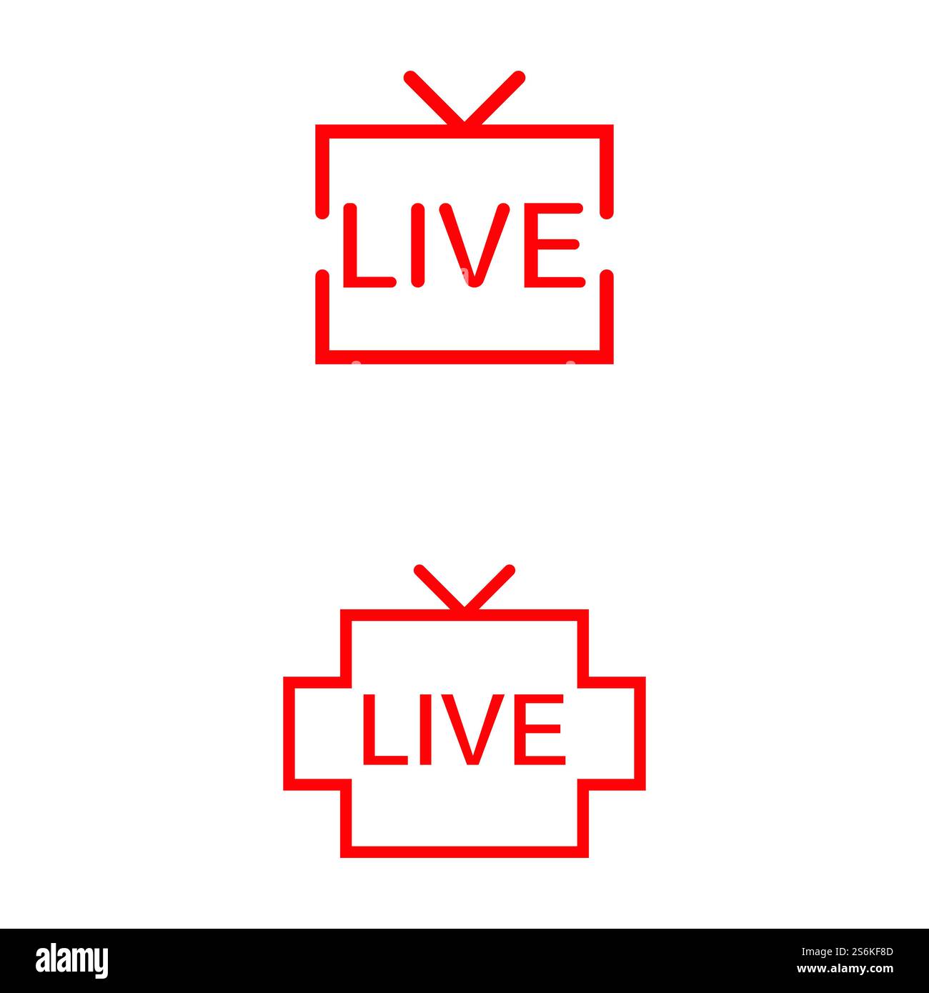 live streaming icon. Red symbol and button of live streaming ...