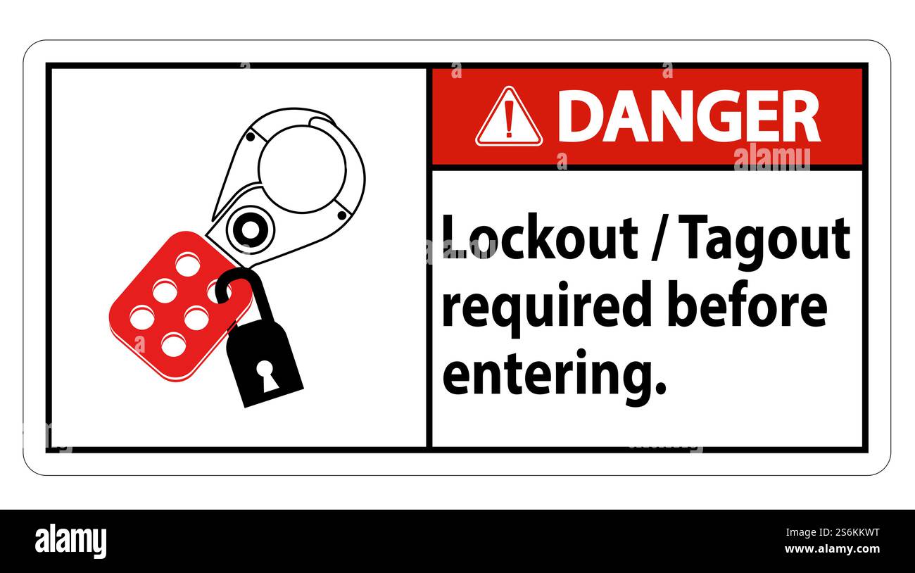 Danger Sign Lockout ,Tagout Required Before Entering Stock Vector Image ...