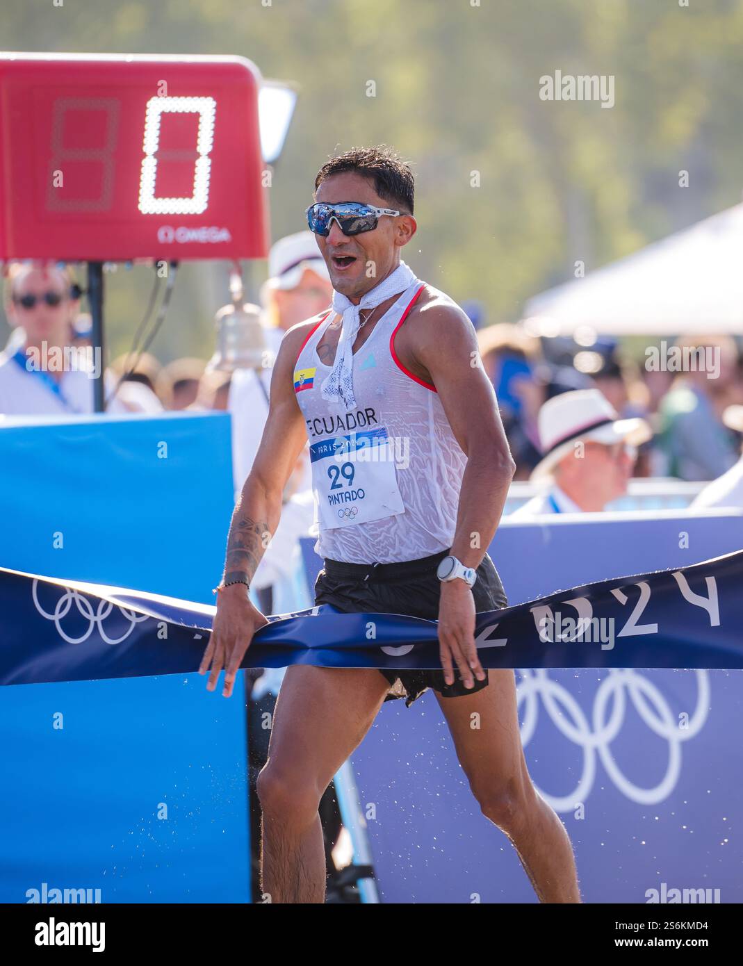 Daniel Pintado winning 20 Kilometer Race Walk at the Paris 2024 Olympic ...
