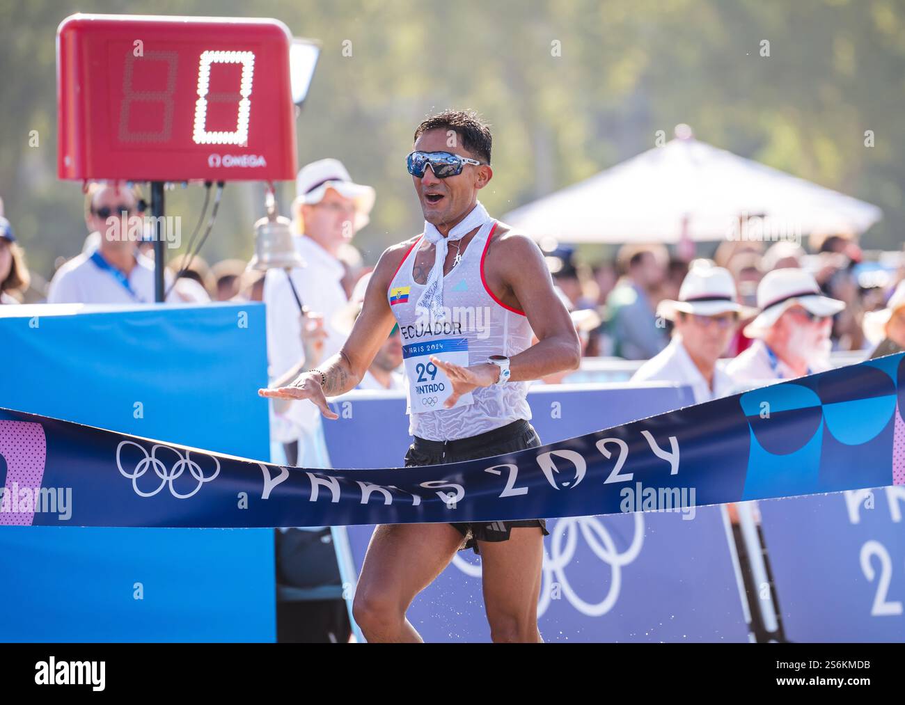 Daniel Pintado winning 20 Kilometer Race Walk at the Paris 2024 Olympic ...